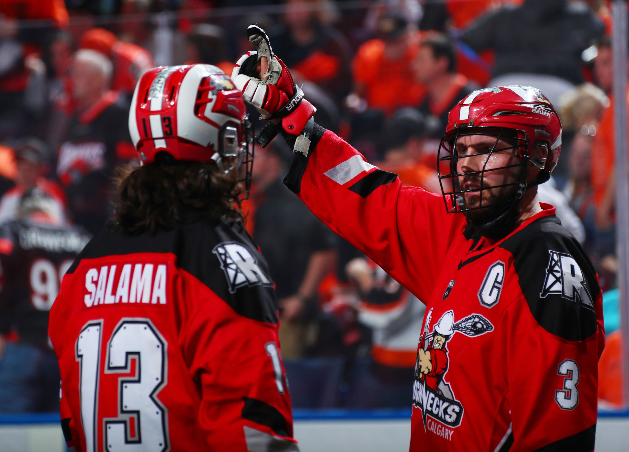 The Calgary Roughnecks defeat the Buffalo Bandits 10-7 in Game 1 of the 2019 NLL Finals.